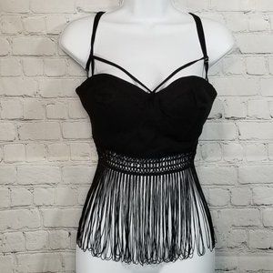 ark & co. Club style fringe bra top